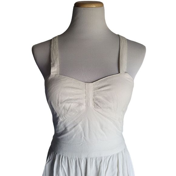 Newport News Boho White Tie Back Dress Light Weight Summer Style Womens 8 - Picture 4 of 13
